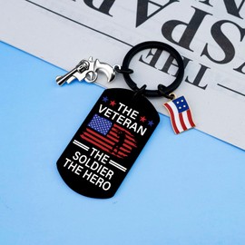 UVIBEW American Flag Keychain Veteran Day Keychains Veteran Gifts for Men The Veteran The Soldier The Hero Military Keychain for Soldiers Army Stuff