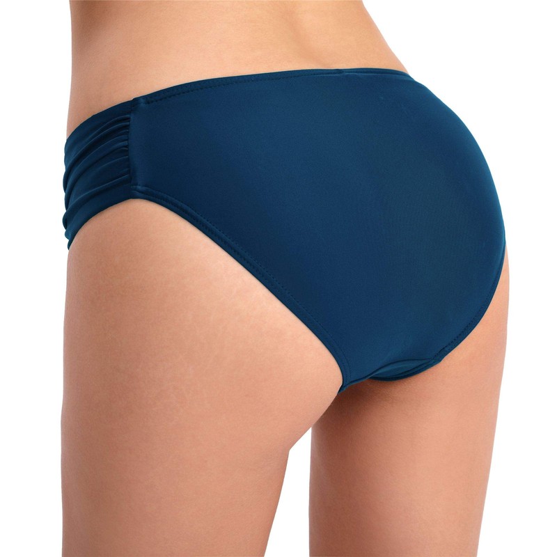 Joyaria Bragas de bikini retro fruncidas para mujer, Azul marino/flor