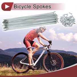 A ABSOPRO 36 Set 13G Bicycle Spokes 209mm Bike Wheel Spokes Galvanized Carbon Steel Silver Tone