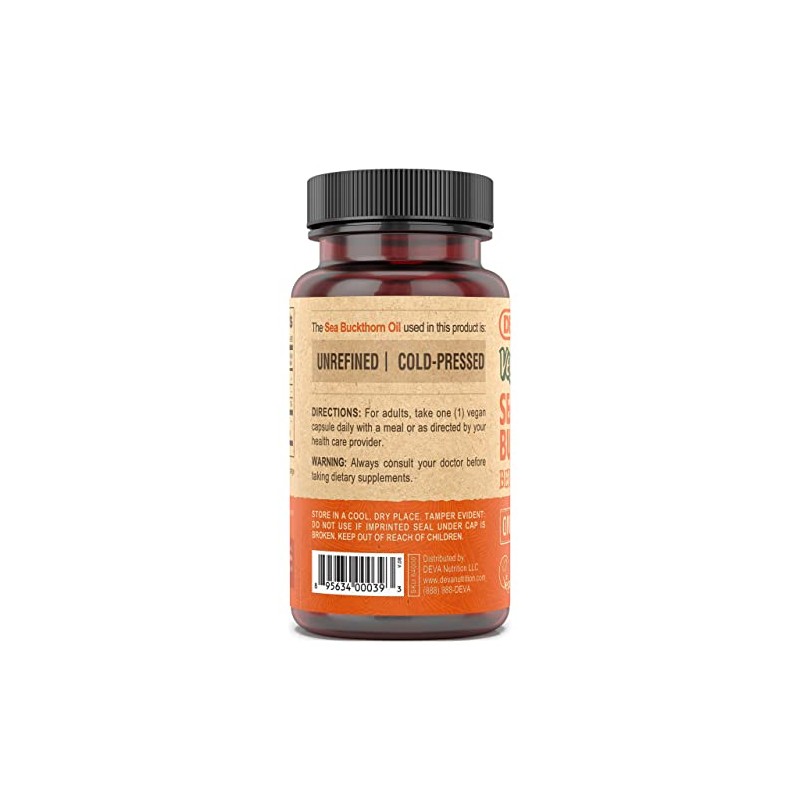 Deva Vegan Sea Buckthorn, Berry Oil, 90 Count