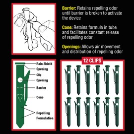 The Giant Destroyer 700 Garlic Rabbit and Deer Repellent Clips - 24 Per Pack - for Garden, Farms, Trees & Backyard - Harmless to Plants & Animals