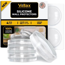 Vellax Wall Protectors   4 Pcs of Clear Rubber Knob Self Adhesive Guard Door Bumper