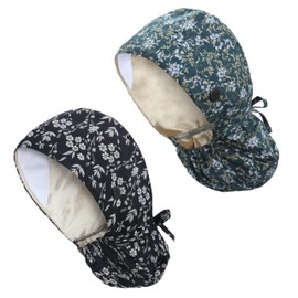 IRIS CRAFT Adjustable Scrub Working Cap with Ponytail Pocket, 2 Packed Satin-Lined Cotton Surgical Working Hat with Button, Elastic Bandage Tie Back Hats Sweatband for Women & Men, One Size