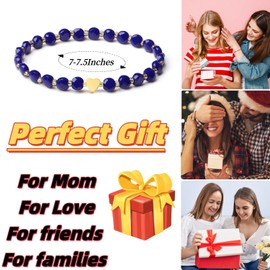 MetJakt Handmade Original Bracelet for Women 6 mm Crystal Stretch Semi-Precious Stones Faceted Stretch Bracelet Cross Design 18 K Gold-Plated Women's Jewellery, Crystal, Crystal