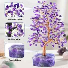 Tizzomx Amethyst Crystal Healing Chakra Tree of Life, Sister Women Birthday Spiritual Gifts Positive Energy & Good Luck, Gem Stone Feng Shui Tree Crystal Base House Home Office Room Desk Decor