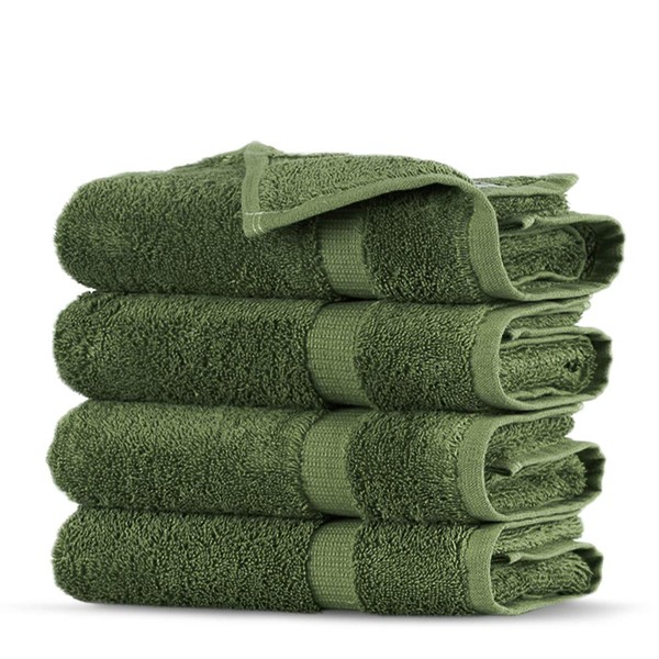 Towel Bazaar Premium Turkish Cotton Super Soft and Absorbent Towels (4-Piece Washcloth, Moss)