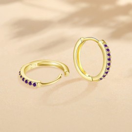 3 Pairs of Hoop Earrings Silver Earrings for Women, Small Earrings Set with Zirconia, 925 Silver Gold-Plated Hoop Earrings, Hypoallergenic, Small Sleeping Hoop Earrings Silver/Gold, 8 mm/10 mm/12 mm,