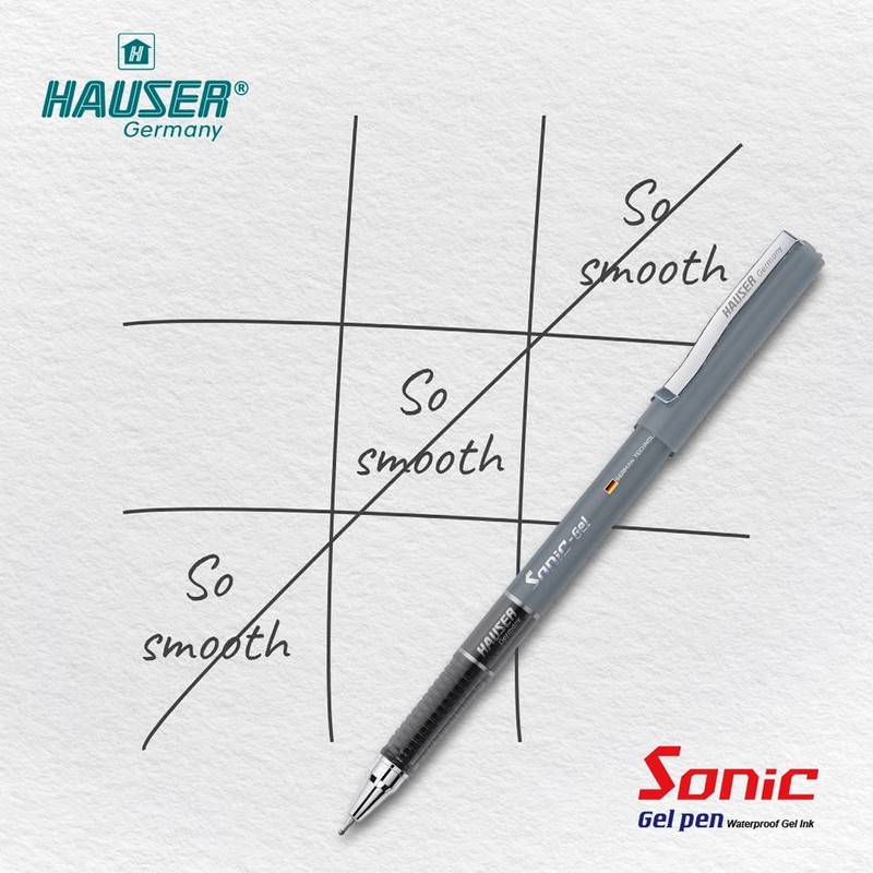 Hauser Sonic Water Proof Gel Ink Pen Black Pack of