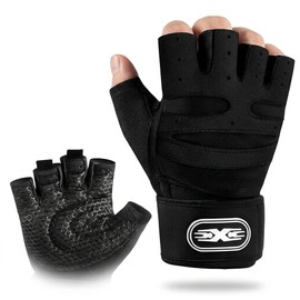 Weight Lifting Gloves with Wrist Support Full Palm Grip Black L Gym Gloves