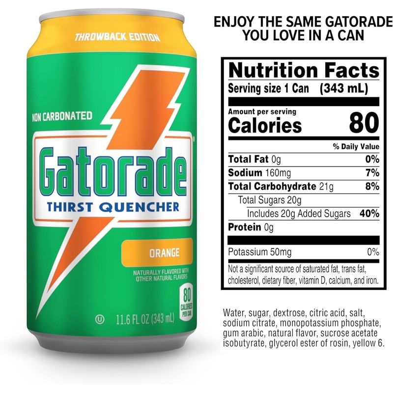 Gatorade Thirst Quencher Throwback Limited Edition, ORANGE 11.6 fl oz@