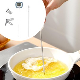 Fenteer Digital Meat Insert Thermometer Kitchen Thermometer Rotating LCD Display Professional Stainless Steel Probe for Air Fryer Fry, blue