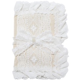 craspire Weißer Buchumschlag Aus Spitze Buchschutz Aus Stoff Passend Für A5 Notizbücher Polyestergewebe Schleife Blume Wiederverwendbar Waschbar Weiche Hülle Zubehör Für Lehrbücher Notizbücher