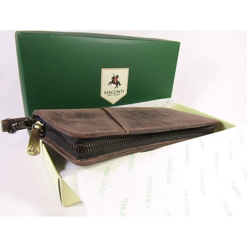 Visconti Wing Unisex Hunter Leather Travel Wallet for Passport ID