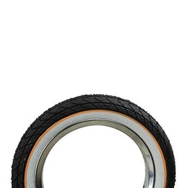 Tire 12 1/2" x 2 1/4" Slick White Wall TIRE W/Yellow Line, for Lowrider Kids Bikes Bicycles