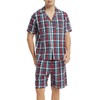 Vulcanodon Men's Short Pyjamas 100% Cotton Summer Shorty Pyjamas Checked
