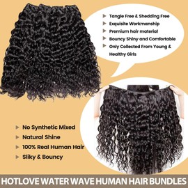 Human Hair Bundles 12A Water Wave 3 Bundles 20 22 24 inch Wet and Wavy Human Weave Bundle Natural Curly Hair Extensions