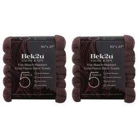 Arkwright Microfiber Coral Fleece Salon Towels - Pack of 10 - Bleach Safe Resistant, Absorbent Hair Drying Towel Set, Perfect for Resort, Hotel, and Spa, 16 x 27 in, Brown