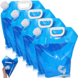 10 L Foldable Water Canister with Tap, Pack of 4 Flexible Water Containers, Portable Foldable Drinking Bottle, Foldable Water Bottle, BPA-Free Water Bag for Camping, Hiking and Water Storage at Home