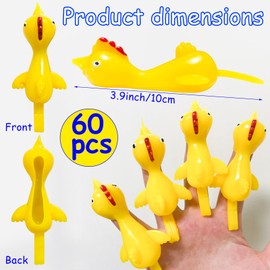 60PCS Finger Slingshot Chicken Rubber,Flick Stretchable Chicken Toys,Flying Stretchy Chicken Fingers for Birthday,Children's Day,Thanksgiving Day Stocking Stuffer Party Favor