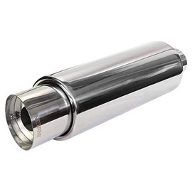NETAMI NT-2109 Polished Muffler (Hi Stainless Steel Performance 4" Slant Tip with removable Silencer), 1 Pack