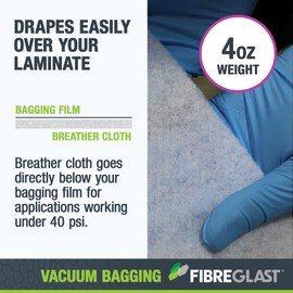 Fibre Glast Breather Bleeder Cloth, 1 Yard – Elite Lab Vacuum Bagging Supplies, Degassing Chambers & Vac Purge Kits – Seal & Stabilize Composites of Carbon, Fiberglass, Epoxies & Resins – Made in USA