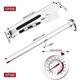 cersaty® 1 Piece 0-300° Frying Thermometer, Stainless Steel Cooking Thermometer, Analogue Meat Thermometer with 1 Food Clip for Frying, Cooking Food
