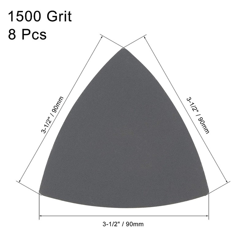 TOP-VIGOR 8Pcs 1500 Grit Triangular Sandpaper, 90mm Hook and Loop