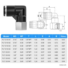 TAILONZ PNEUMATIC Female Elbow 3/8 Inch Tube OD x 3/8 Inch NPT Thread 90 Push to Connect Fittings PLF-3/8-N3 (Pack of 10)