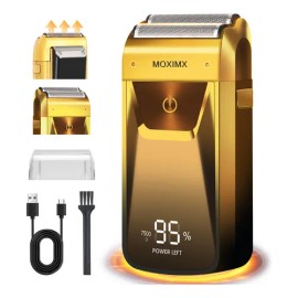 MOXIMX Rasuradora Elctrica Barba Afeitadora Maquinilla De Afeitar De Lminas Porttil Para Hombres 2 En 1 Para Barbarostro Y Cortadora De Cabello,...   