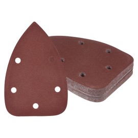 Kozelo Pack of 25 Mouse Sander Detail Sandpaper - [240 Grit, 3.5 inches x 5.5 inches] Triangular Velcro Sanding Pads for Wooden Furniture Polishing Use | 5 Holes, Aluminium Oxide