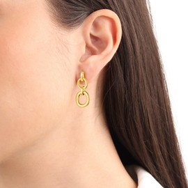 s.Oliver 2038855 Women's Earrings Stainless Steel 2.6 cm Gold Comes in Jewellery Gift Box, None