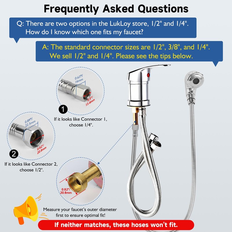 LukLoy Shampoo Bowl Sprayer Hose Replacement, 1/4" Nut Professional Salon