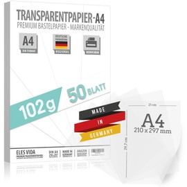 50 Sheets of Tracing Paper Printable DIN A4 Premium 102 g for Printing Yourself, Craft Lantern Paper - Tracing Paper - Tracing Paper, Place Cards and Lanterns Make Yourself from Germany