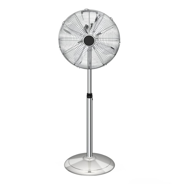 16 Inch Stand Fan, Adjustable Heights, Horizontal Ocillation 75°, 3 Settings Speeds, Low Noise, Quality Made Durable Fan, High Velocity, Heavy Duty Metal For Industrial, Commercial, Residential