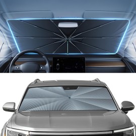 Autorder Windshield Sun Shade Umbrella for 2018-2025 Volkswagen VW Atlas/Atlas Cross Sport Accessories,Upgraded Ice Crystal Material,Easy Setup Umbrella Sunshade for Car Windshield,100% Sun Blocking