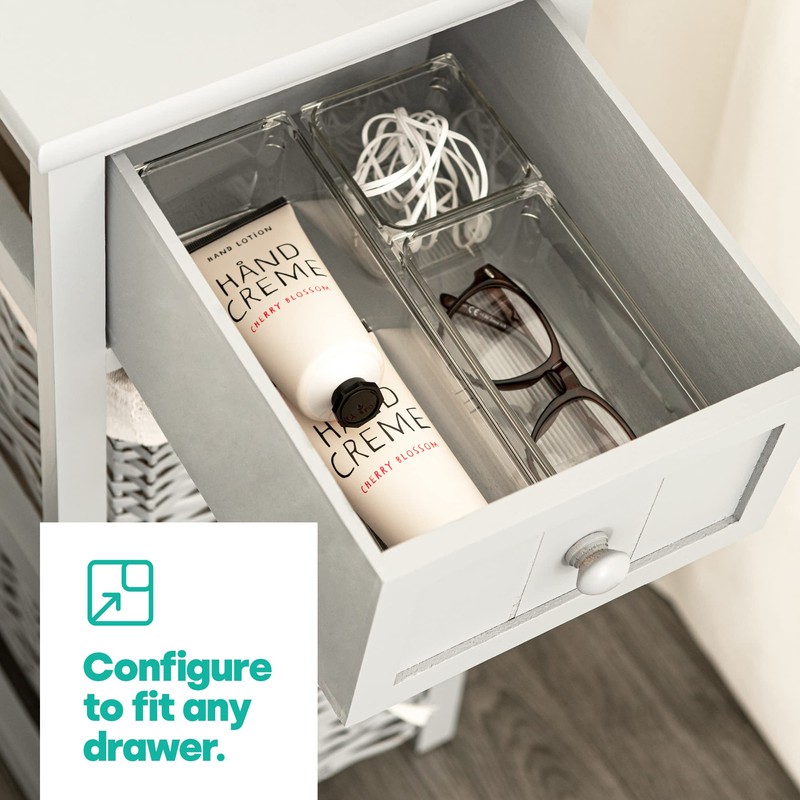 LIVIVO Drawer Desk Organiser Made From Clear Plastic Storage Box