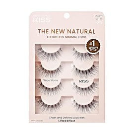 4 pares Pestañas postizas Kiss the new natural largas y rizadas Multipack estilos
