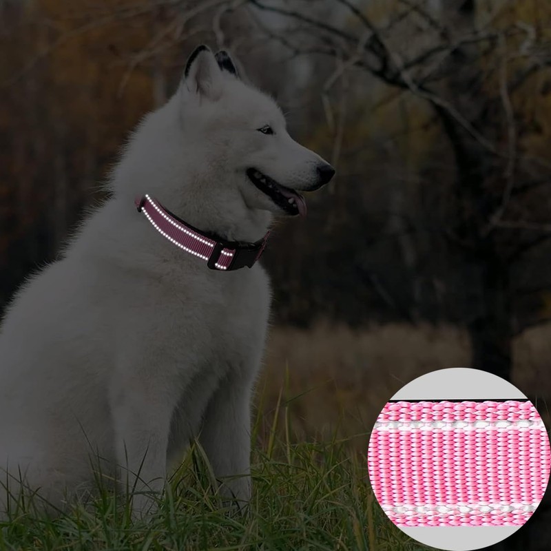 Reflective Dog Collar Breathable Pet Collar Adjustable Nylon Collars Multicolor