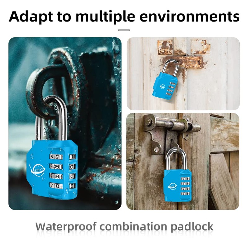 SISAV 4 Digit Combination Lock,Gym Padlock,Outdoor Combination Padlock,Suitable for School