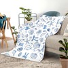 Breling Coastal Ocean Beach Throw Flannel Blanket Blue Seashells Cozy