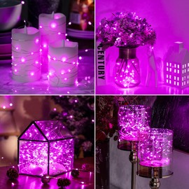 HXWEIYE 6 Pack Pink Fairy Lights Battery Operated, 7ft 20LED Mini Fairy String Lights Mason Jar Lights, Waterproof Firefly Starry Lights for DIY Wedding Party Bedroom Patio Christmas Décor