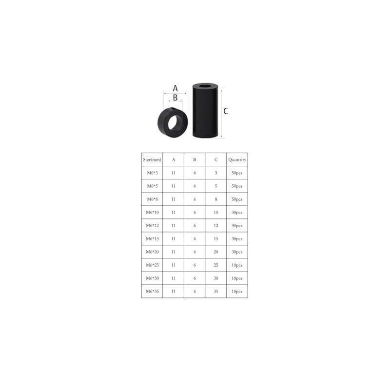 WEAXIO Pack of 300 Nylon Round Spacers, Electric Socket Screw