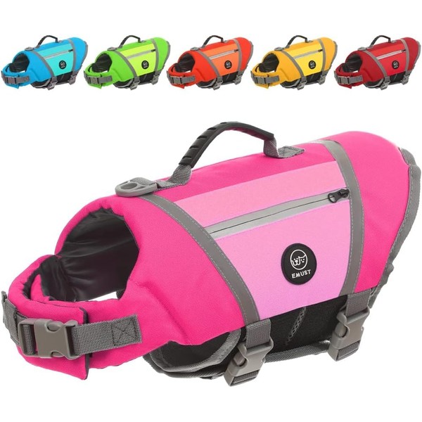 EMUST Dog Life Vests for Boating, Water-Resistant Dog Swimming Vest