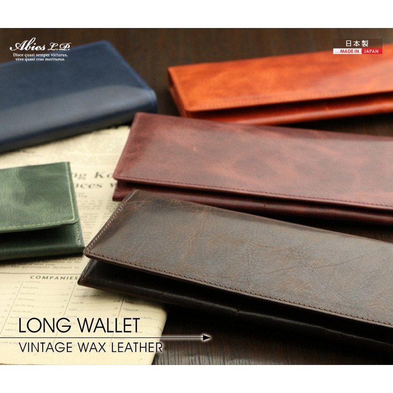 Avies Vintage Wax Leather, Genuine Leather, Long Wallet, Made in