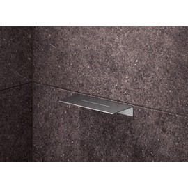 PHOS Design Shower Shelf 17 cm Wide Solid Stainless Steel Brushed Shower Shelf Shower Shelf Holder for Shampoo Shower Gel Soap