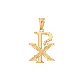 Certified 14k Yellow Gold Chi Rho PX XP Christogram Symbol Charm Pendant