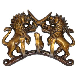eSplanade Brass Ethnic Fighting Lions Key Stand | Key Holder Keys Hanger Hook Wall Key Holder, Keys Rack Hook, Key Hanging Hooks - 5" Inches