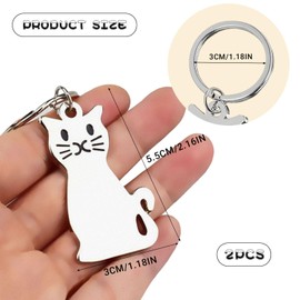 EUPSIIU 2 Pieces Keyring, Animal Keychain, Keyring for Women Men, Metal Keyring Key, Silver Cat, Metal Keychian, Christmas Thanksgiving Birthday Gifts, for Women Men, Kids Friends Families (Silver)