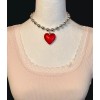 Unbranded Beaded Necklace With Big Large Red Glass Crystal Heart