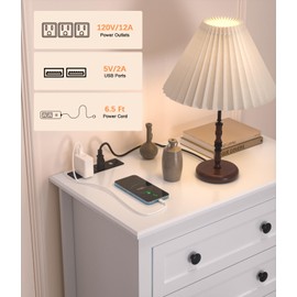 HAIOOU 5 Drawer Dresser for Bedroom, Large Storage Chest of Drawers Vertical Wooden Dresser Organizer with Power Outlets, Hidden Drawer Compartment for Living Room, Entryway - Modern White